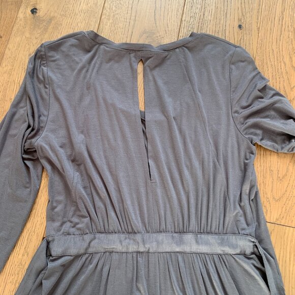 Women's Theory Lightweight Belted Long Sleeve Midi Dress Khaki Grey Size S - Picture 9 of 11